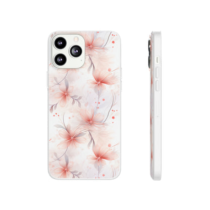 Whispering Petals: Subtle Grey & Pastel Red Gradient Phone Case