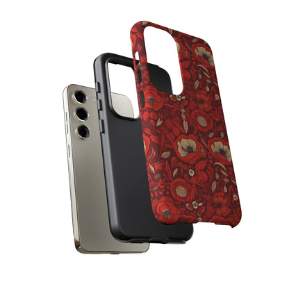 Radiant Spring Blossoms Tough Phone Case - Vibrant Red Floral Design