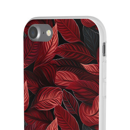 Scarlet Whispers: Lush Autumn Colours in Botanical Bliss - Flexible Phone Case