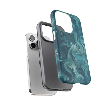 Azure Depths: Layered Blue Topographic Design Tough Phone Case