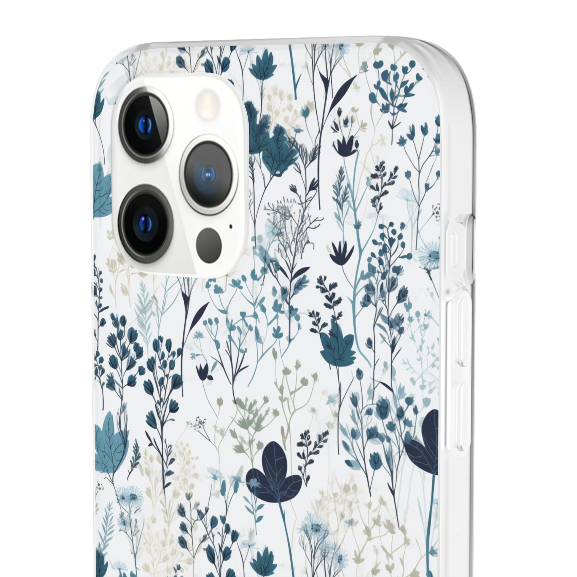 Serene Blue Wildflower Phone Case - Elegant White Background Design - Spring Collection - Flexi Cases Phone Case Pattern Symphony   