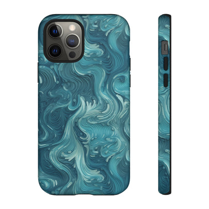 Azure Depths: Layered Blue Topographic Design Tough Phone Case