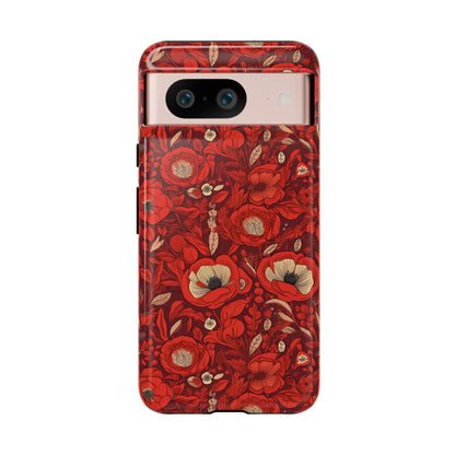 Radiant Spring Blossoms Tough Phone Case - Vibrant Red Floral Design