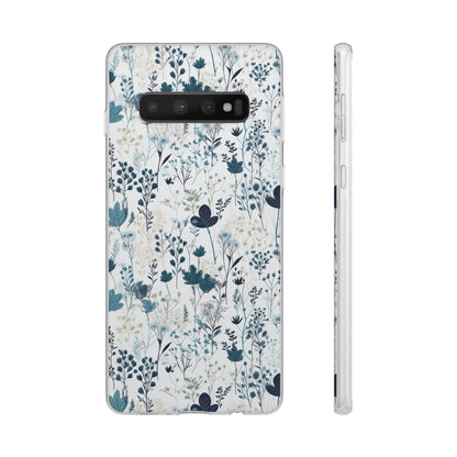 Serene Blue Wildflower Phone Case - Elegant White Background Design - Spring Collection - Flexi Cases Phone Case Pattern Symphony   