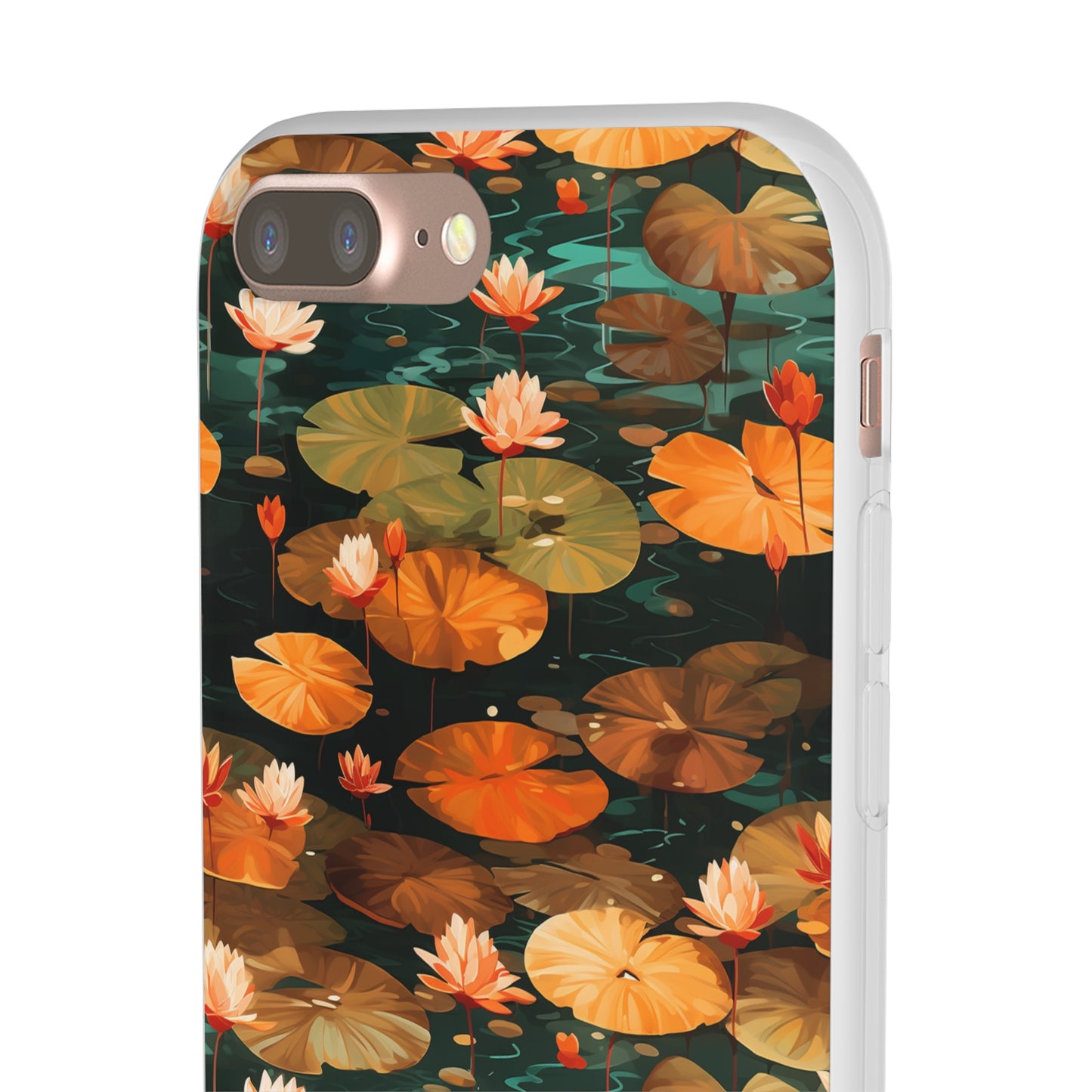 Orange Lotus Whisper: Autumn on the Water - Flexible Phone Case