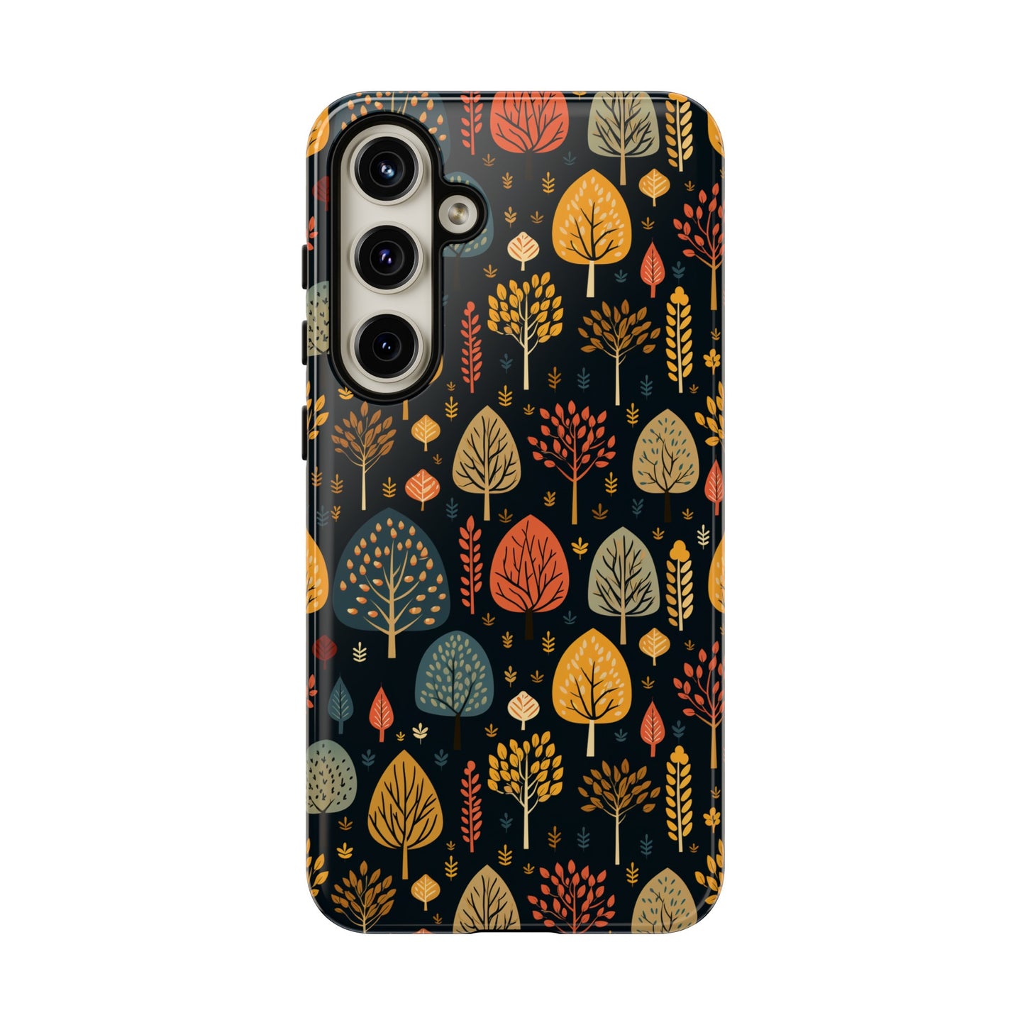 Mid-Century Mosaic: Dappled Leaves and Folk Imagery - Tough Phone Case