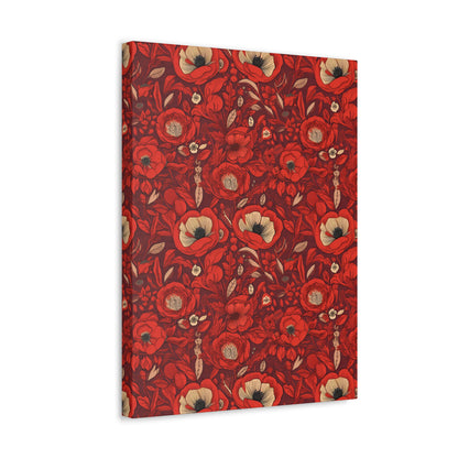 Radiant Spring Blossoms - Vibrant Red Floral Design - Wall Art Canvas