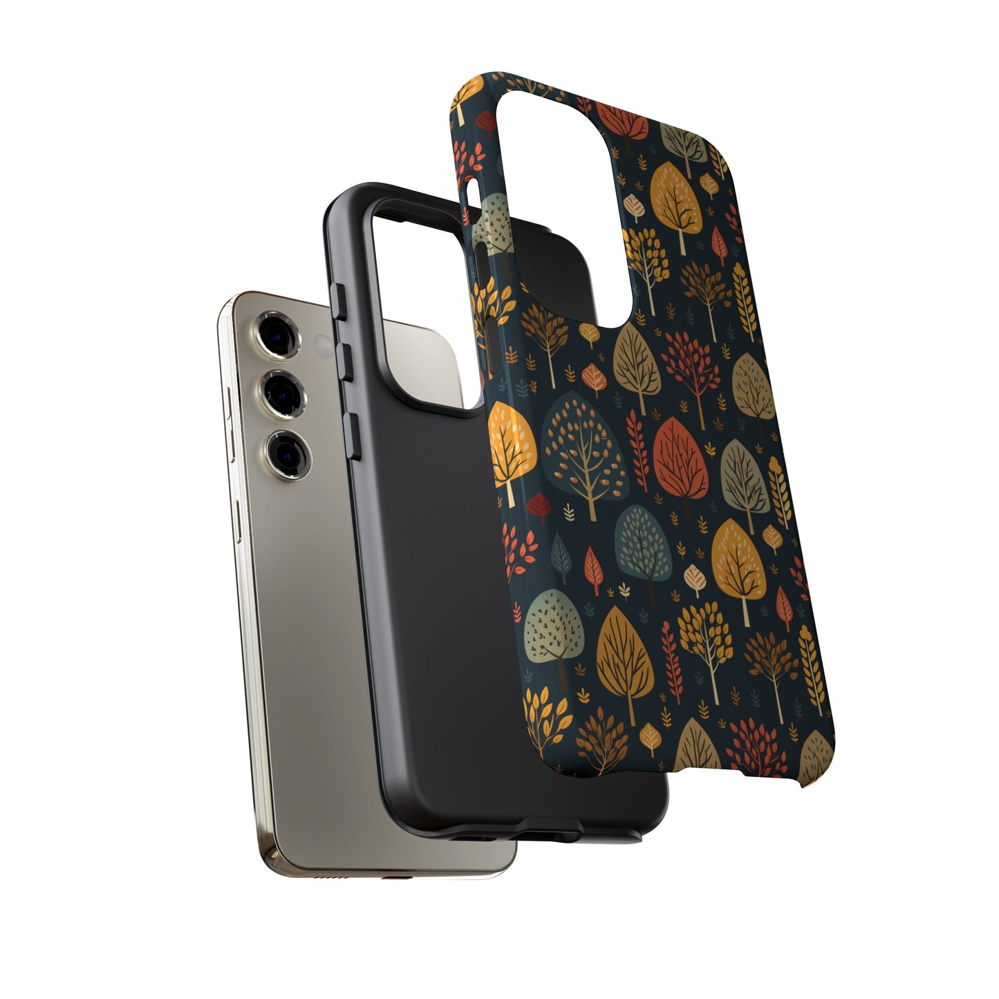 Mid-Century Mosaic: Dappled Leaves and Folk Imagery - Tough Phone Case