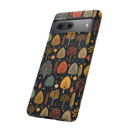 Mid-Century Mosaic: Dappled Leaves and Folk Imagery - Tough Phone Case