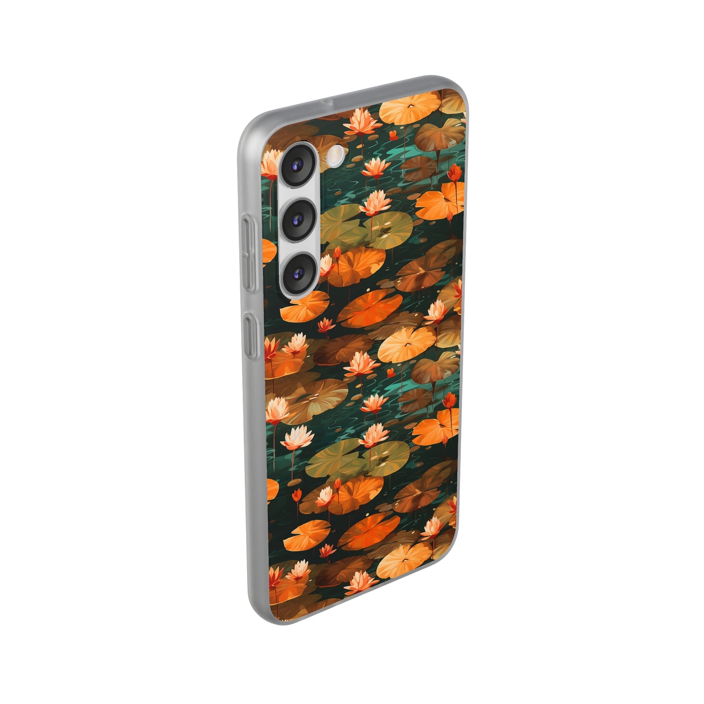 Orange Lotus Whisper: Autumn on the Water - Flexible Phone Case