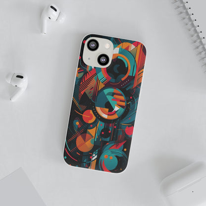 Vibrant Geometric Fusion Phone Case - Bold Squares & Circles Design - Flexi Cases Phone Case Pattern Symphony iPhone 13 Mini with gift packaging  