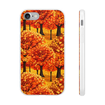 Impasto-Style Woodlands: High-Contrast Autumn Foliage - Flexible Phone Case