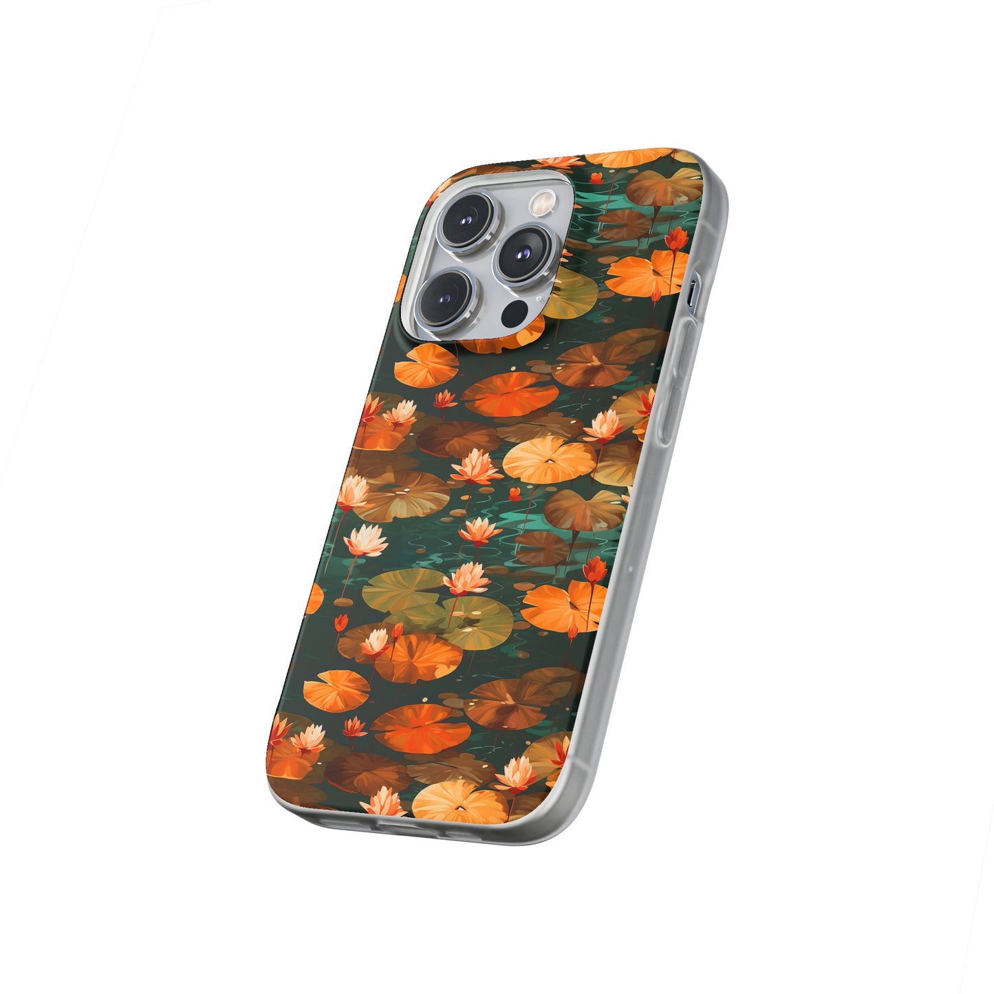 Orange Lotus Whisper: Autumn on the Water - Flexible Phone Case