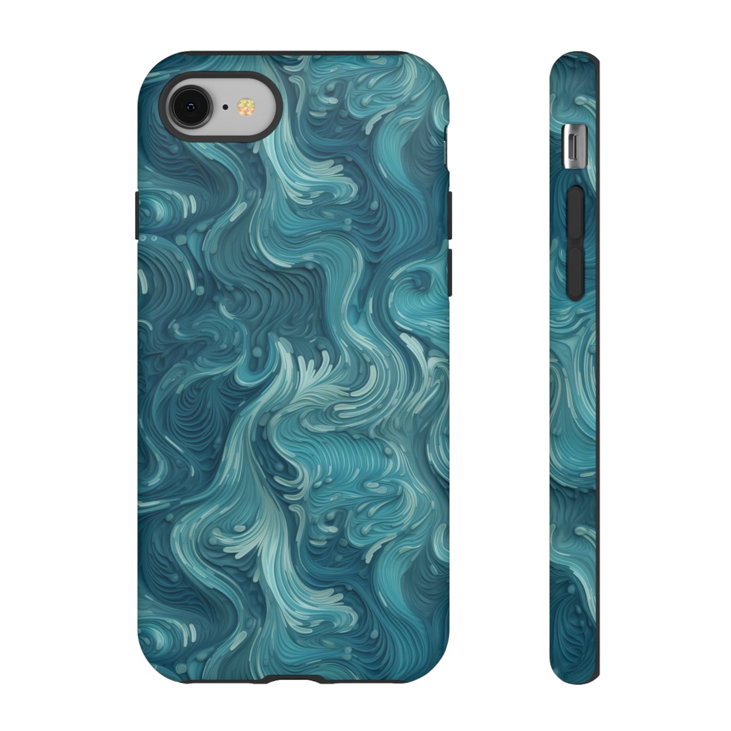 Azure Depths: Layered Blue Topographic Design Tough Phone Case