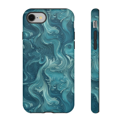 Azure Depths: Layered Blue Topographic Design Tough Phone Case