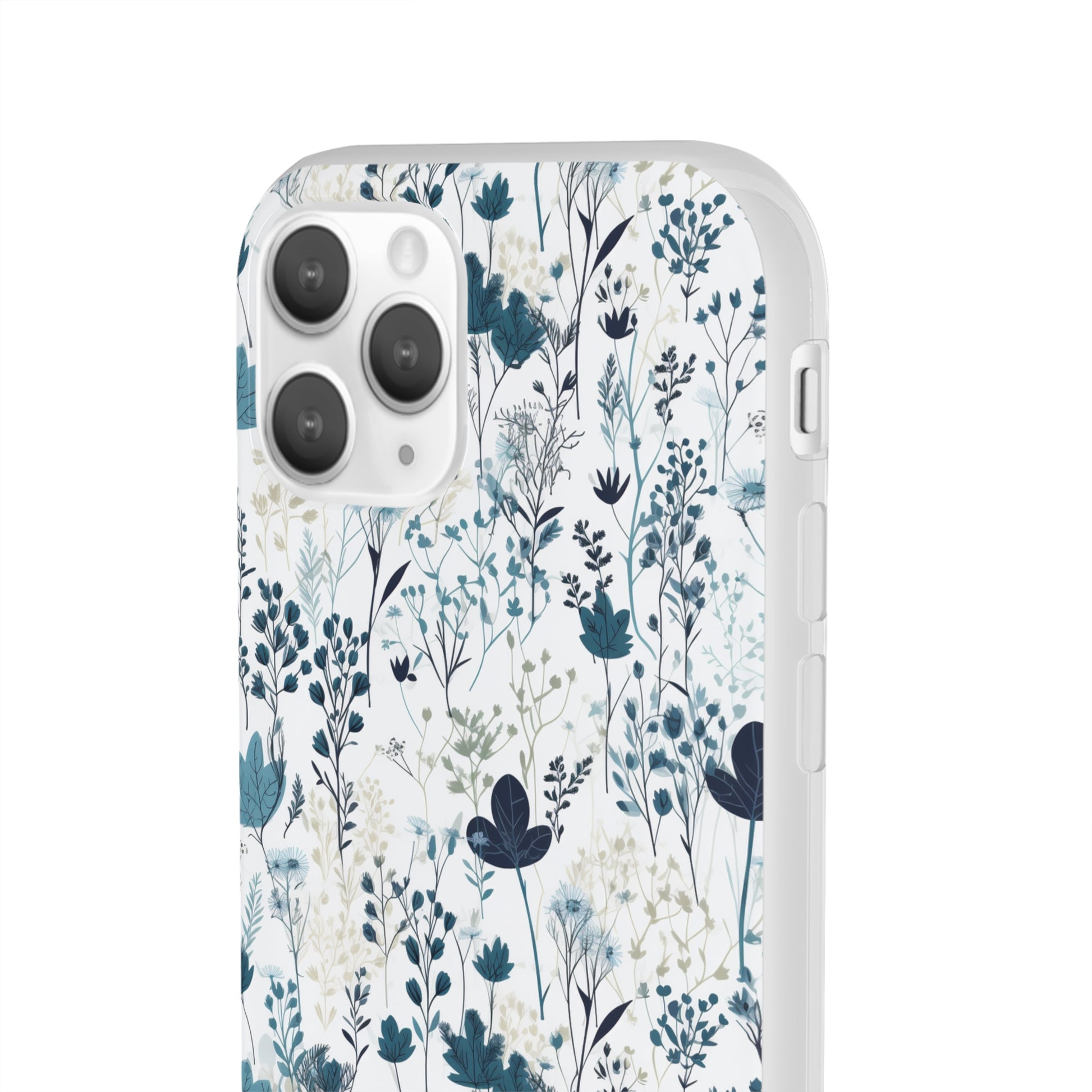 Serene Blue Wildflower Phone Case - Elegant White Background Design - Spring Collection - Flexi Cases Phone Case Pattern Symphony   