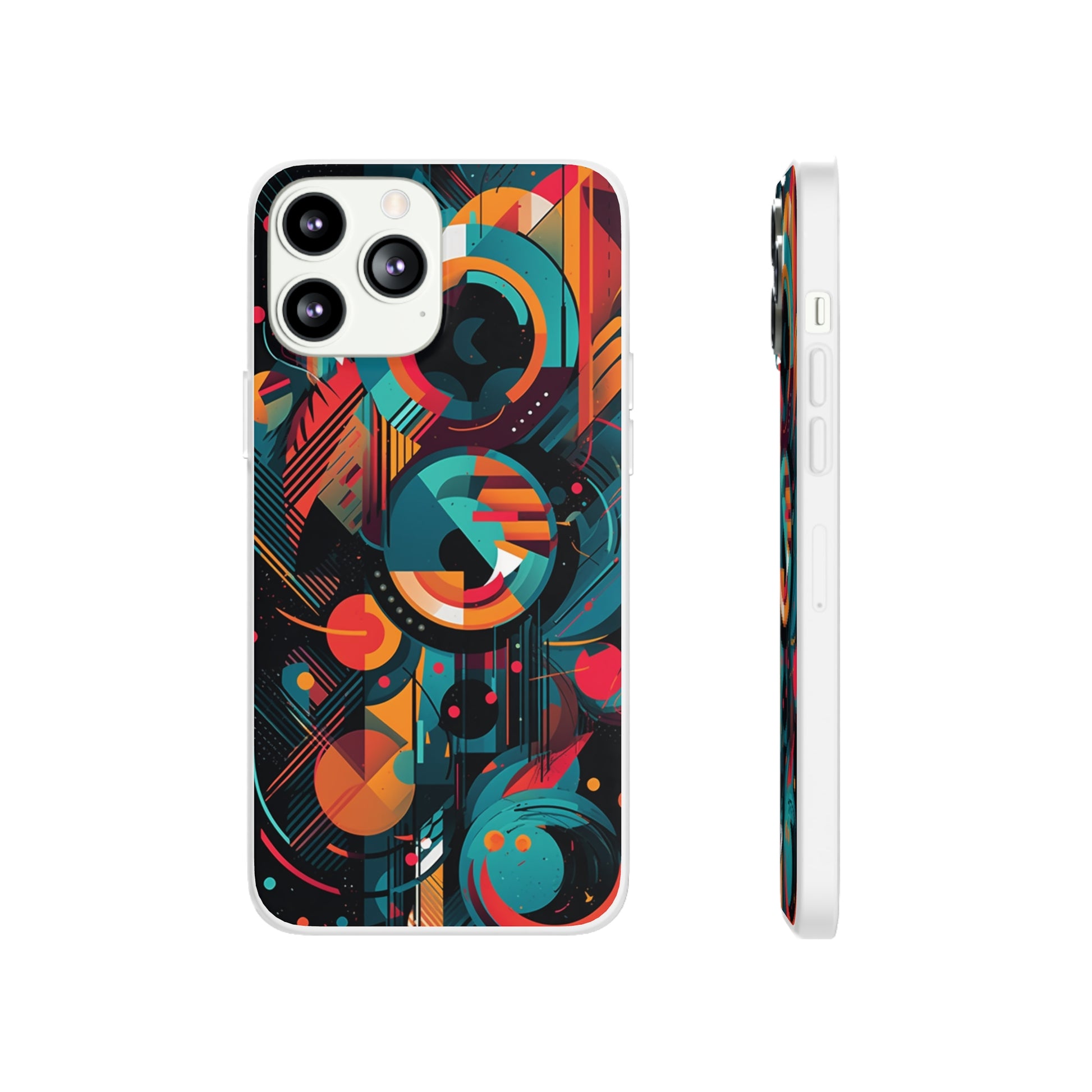 Vibrant Geometric Fusion Phone Case - Bold Squares & Circles Design - Flexi Cases Phone Case Pattern Symphony   