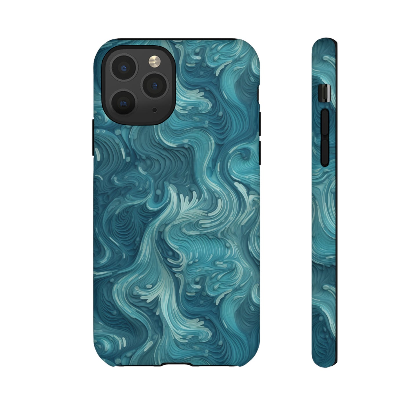 Azure Depths: Layered Blue Topographic Design Tough Phone Case