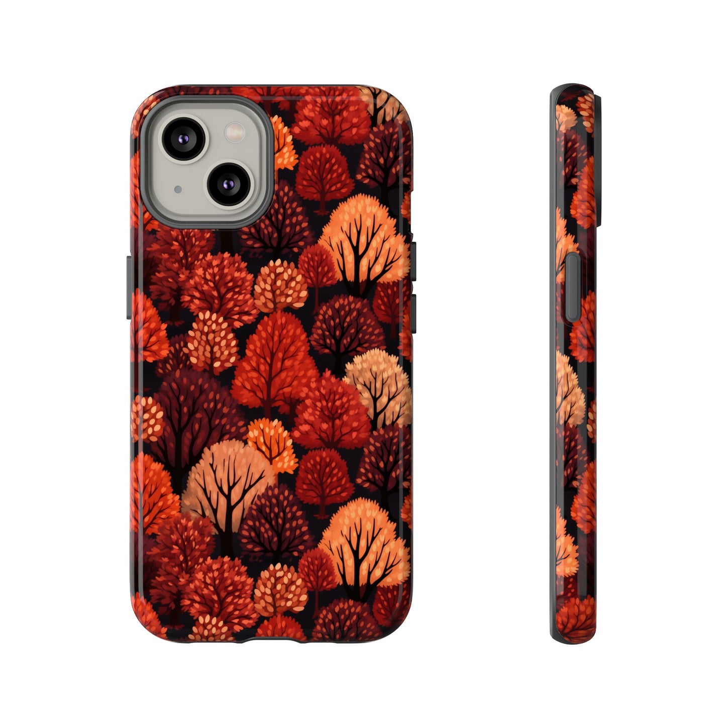 Crimson Forest: Autumn Trees in Vibrant Detail - Tough Phone Case