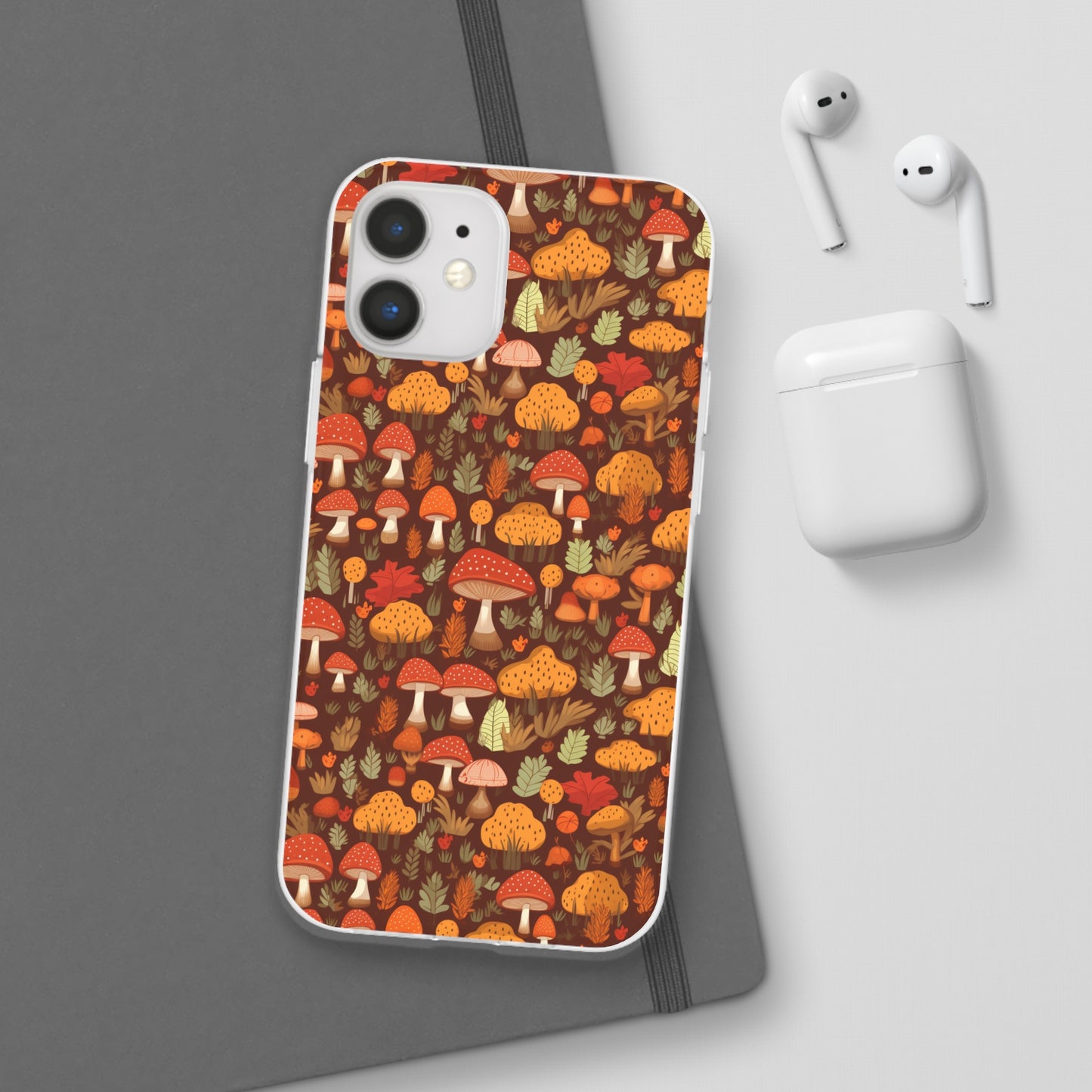 Autumn Spore Wonderland: Enchanting Mushroom and Leaf Designs - Flexible Phone Case