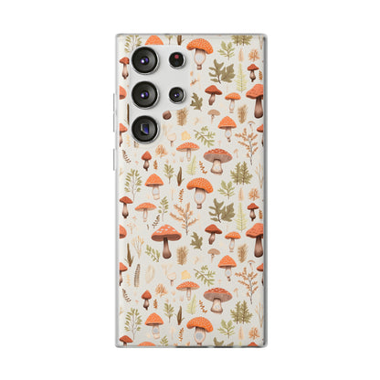 Mushroom Haven - Autumnal Tones Botanical illustration - Flexible Phone Case