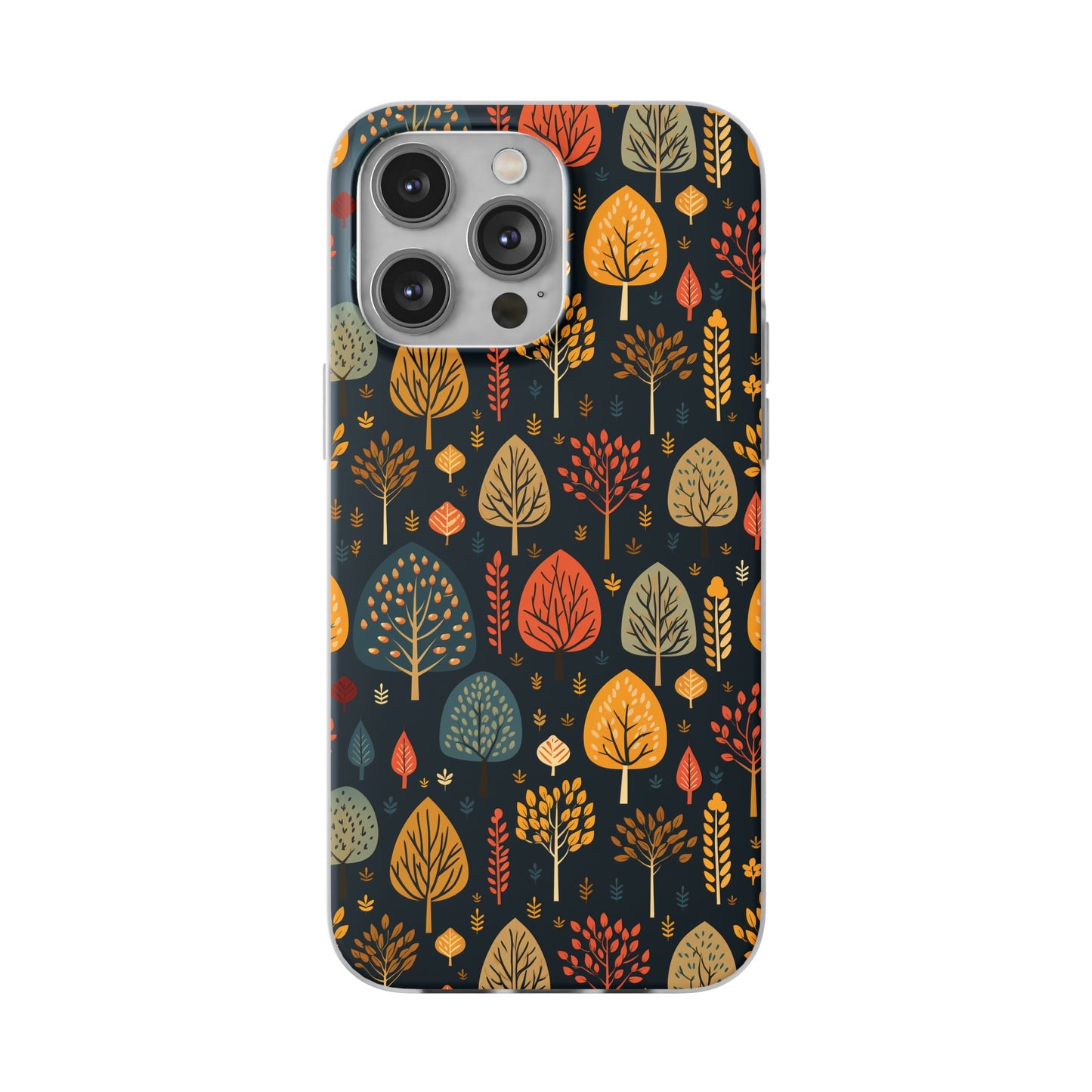 Mid-Century Mosaic: Dappled Leaves and Folk Imagery - Flexible Phone Case