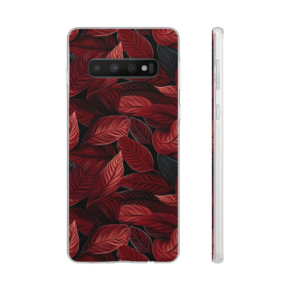 Scarlet Whispers: Lush Autumn Colours in Botanical Bliss - Flexible Phone Case