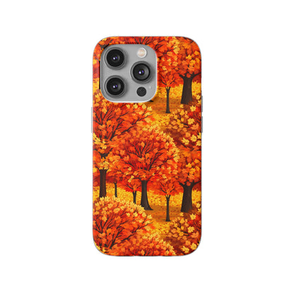 Impasto-Style Woodlands: High-Contrast Autumn Foliage - Flexible Phone Case