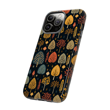 Mid-Century Mosaic: Dappled Leaves and Folk Imagery - Tough Phone Case