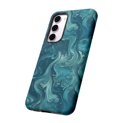 Azure Depths: Layered Blue Topographic Design Tough Phone Case