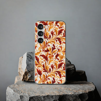 Swirling Autumn: Vortexes of Fall Foliage in Gold and Bronze - Flexible Phone Case