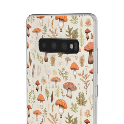 Mushroom Haven - Autumnal Tones Botanical illustration - Flexible Phone Case