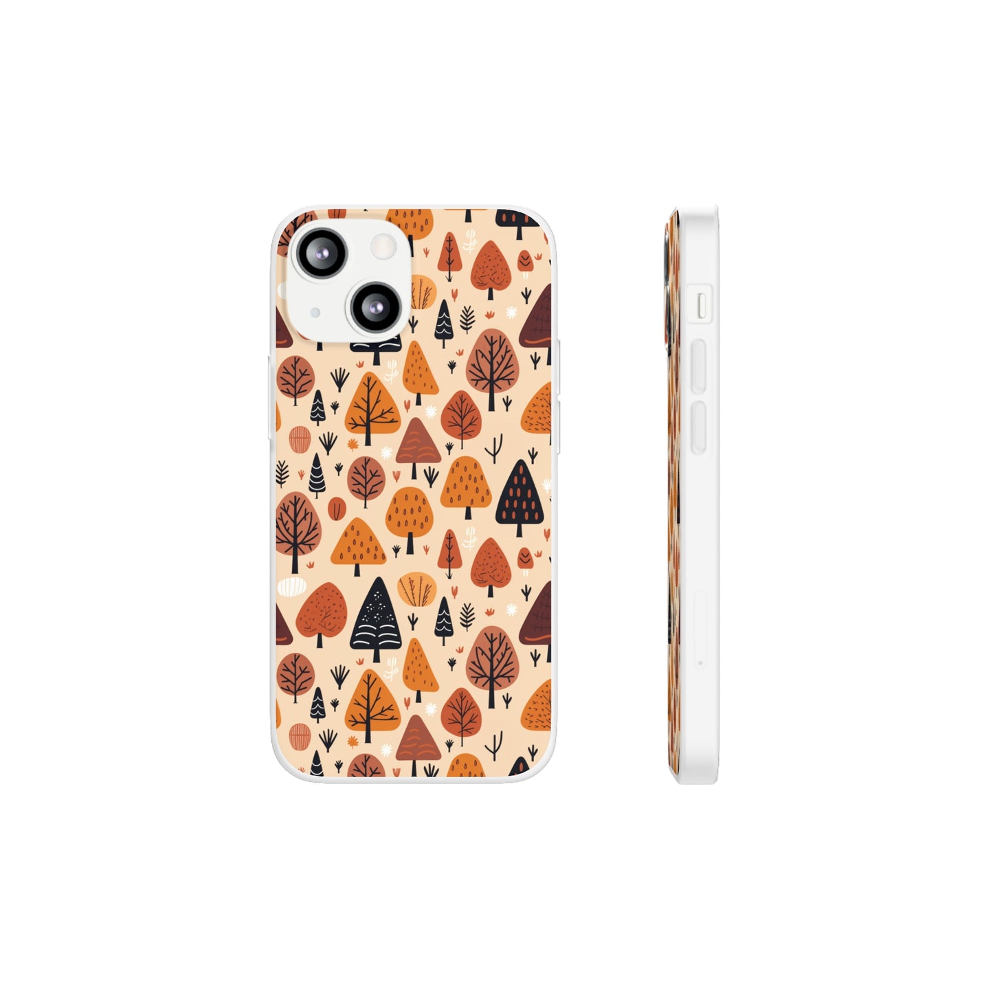 Terracotta Tree Tapestry: A Playful Autumn Mosaic - Flexible Phone Case