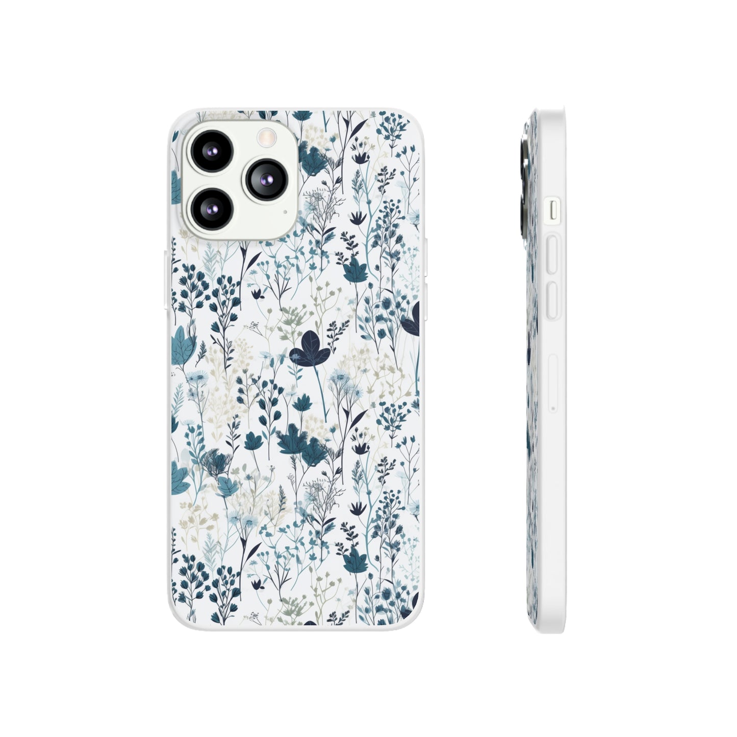 Serene Blue Wildflower Phone Case - Elegant White Background Design - Spring Collection - Flexi Cases Phone Case Pattern Symphony   