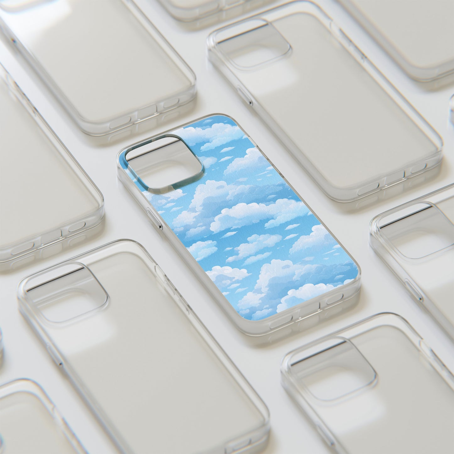 Boundless Azure Horizon - Calm Sky Design Soft Phone Case for IPhone, Samsung, and Google Pixel Phone Case Pattern Symphony   