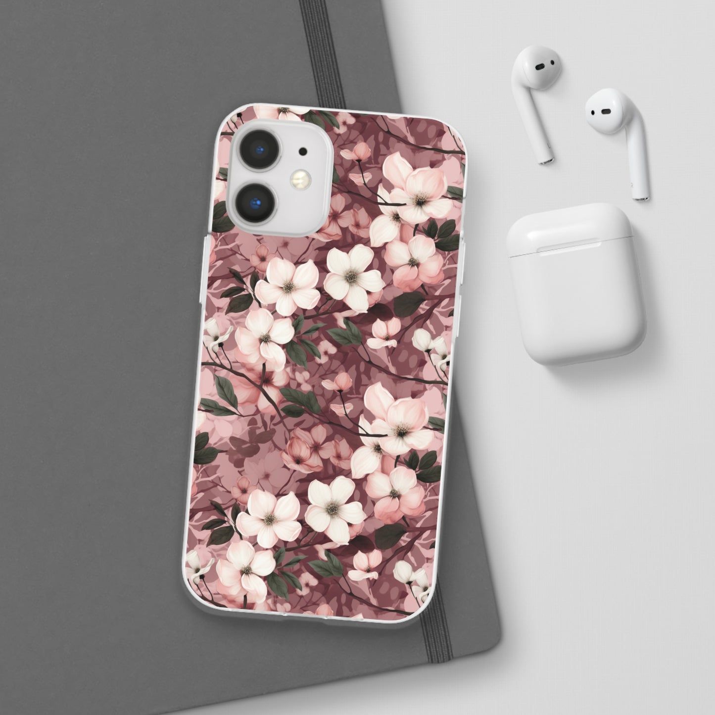 Sparse Dogwood Blossom Phone Case - Elegant Floral Design for Your Smartphone - Flexi Cases Phone Case Pattern Symphony iPhone 12 Mini  