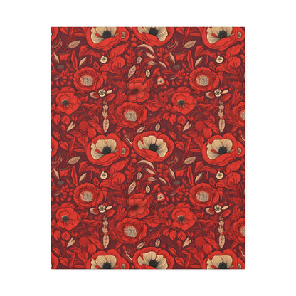 Radiant Spring Blossoms - Vibrant Red Floral Design - Wall Art Canvas