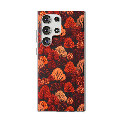 Crimson Forest: Autumn Trees in Vibrant Detail - Flexible Phone Case