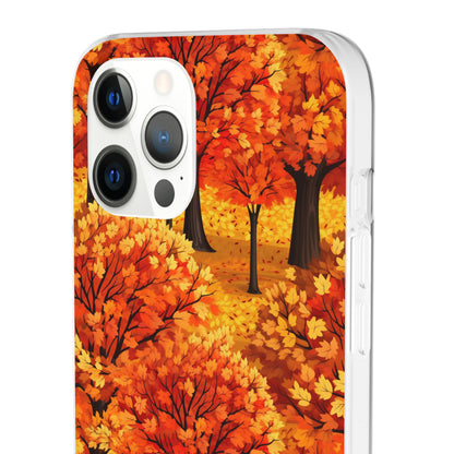 Impasto-Style Woodlands: High-Contrast Autumn Foliage - Flexible Phone Case