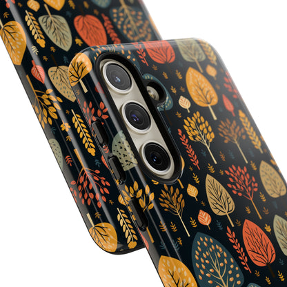 Mid-Century Mosaic: Dappled Leaves and Folk Imagery - Tough Phone Case