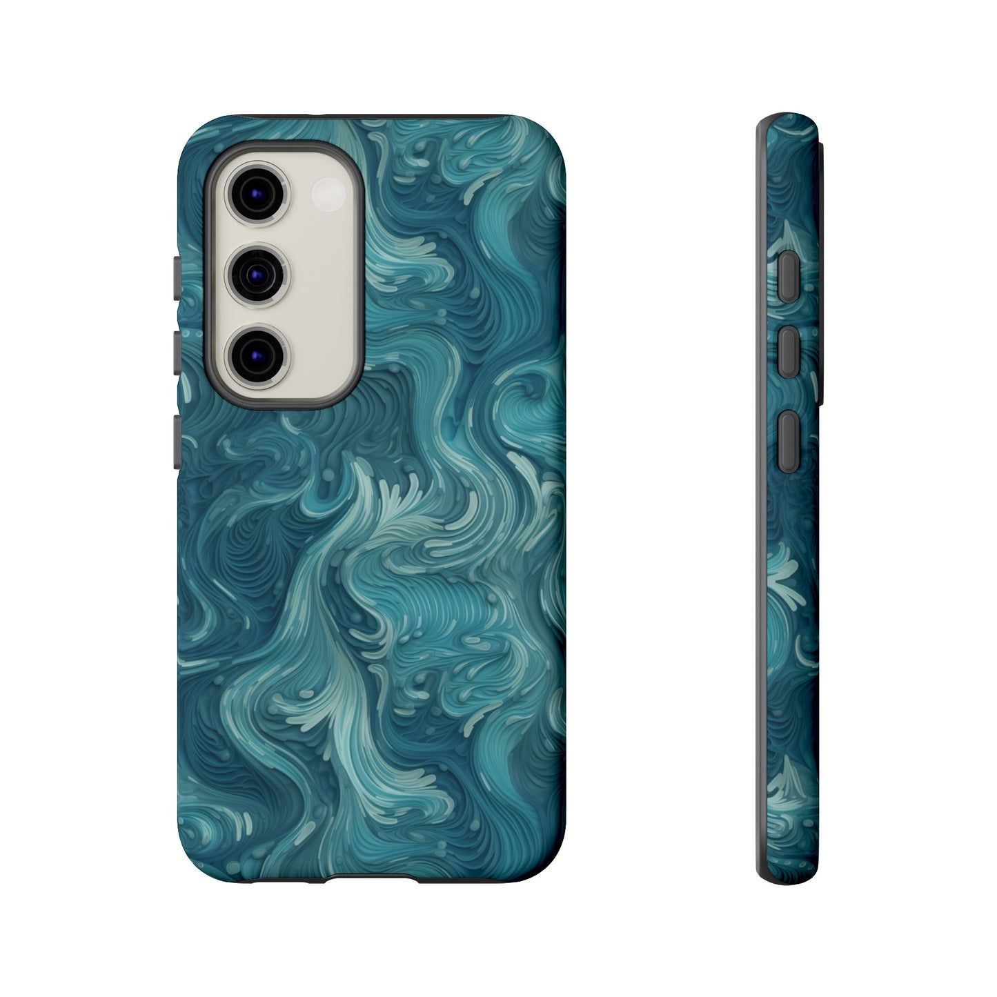 Azure Depths: Layered Blue Topographic Design Tough Phone Case