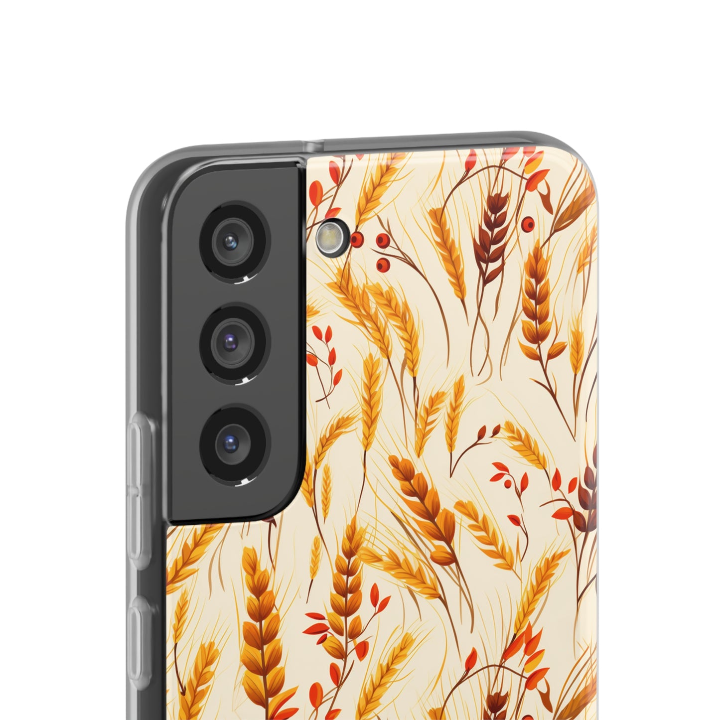 Golden Harvest: An Autumn Collage of Wheat and Berries - Flexible Phone Case