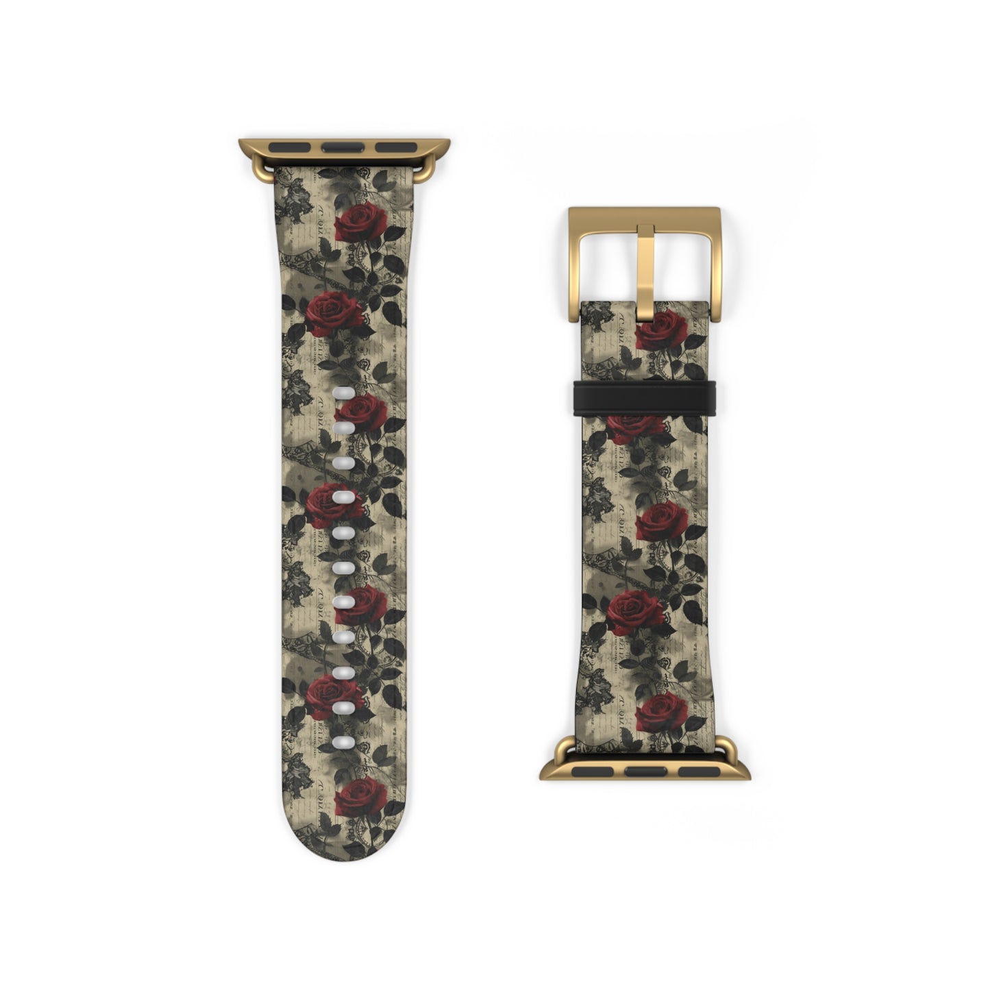 Poetic Blooms: Crimson Lore - Apple Watch Strap