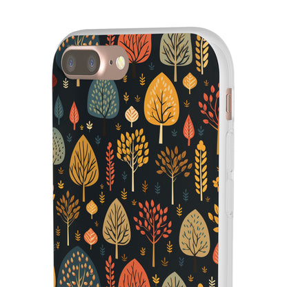 Mid-Century Mosaic: Dappled Leaves and Folk Imagery - Flexible Phone Case