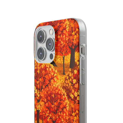 Impasto-Style Woodlands: High-Contrast Autumn Foliage - Flexible Phone Case