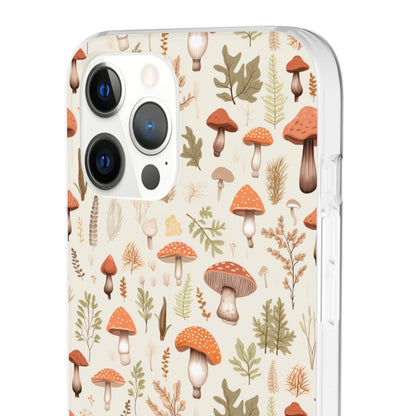 Mushroom Haven - Autumnal Tones Botanical illustration - Flexible Phone Case