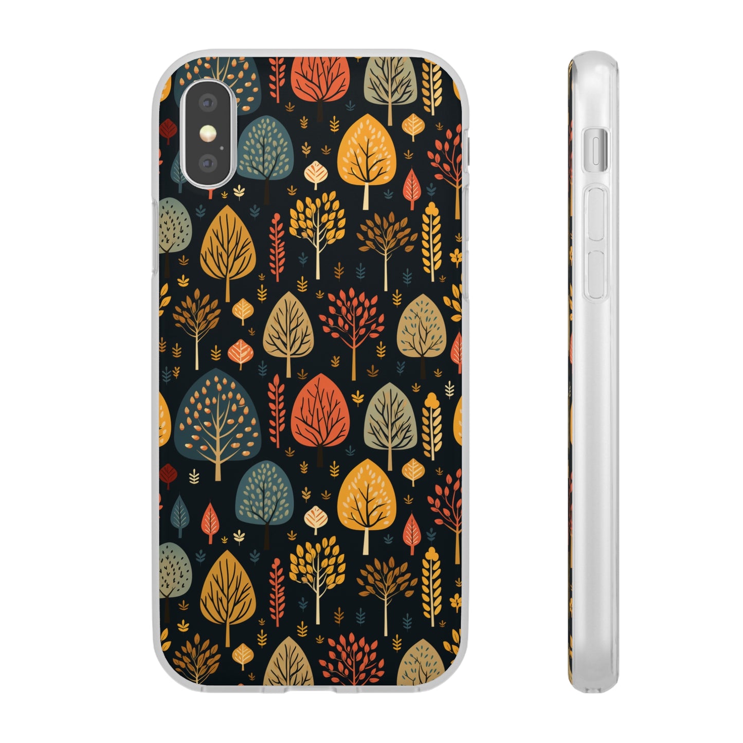 Mid-Century Mosaic: Dappled Leaves and Folk Imagery - Flexible Phone Case