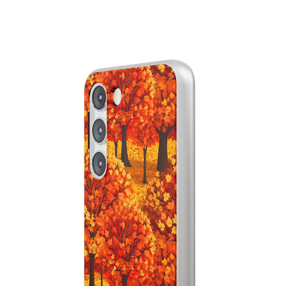 Impasto-Style Woodlands: High-Contrast Autumn Foliage - Flexible Phone Case