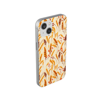 Golden Harvest: An Autumn Collage of Wheat and Berries - Flexible Phone Case