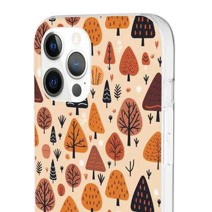 Terracotta Tree Tapestry: A Playful Autumn Mosaic - Flexible Phone Case